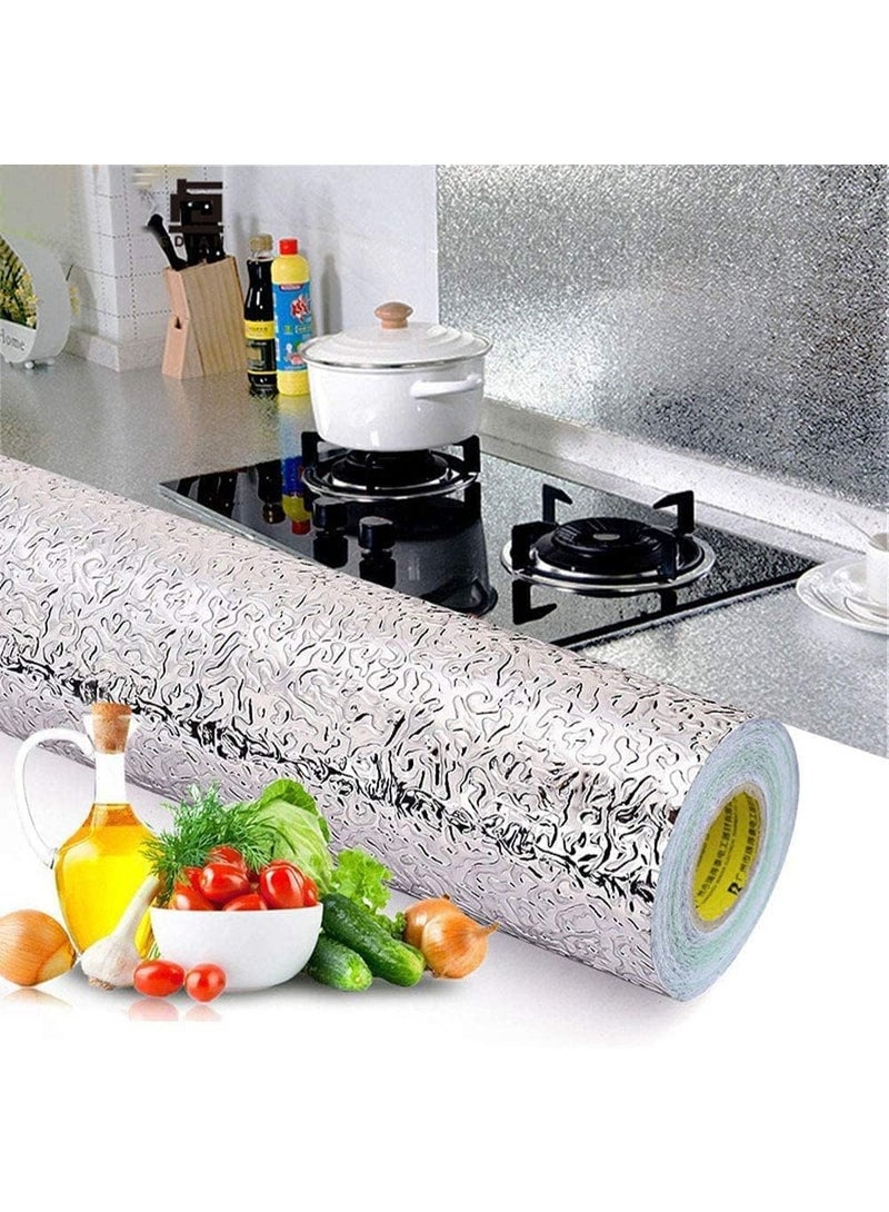 Kitchen Backsplash Wallpaper Stickers, Kitchen Stickers Self Adhesive Kitchen Aluminum Foil Stickers Oil Proof Waterproof Kitchen Stove Sticker (15.7X394 Inches) - Image 1